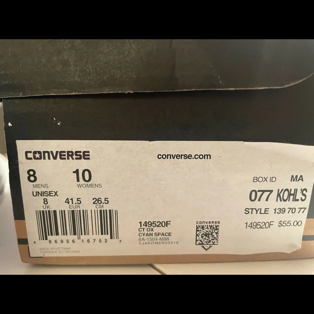 Converse Blue Canvas Low Top Sneakers with White Accents - Picture 5 of 6